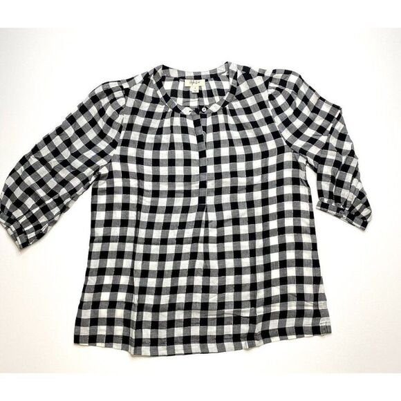 Style‎ & Co Buffalo Plaid Shirt Top Medium Women's Metallic Sparkle NEW - Picture 3 of 9